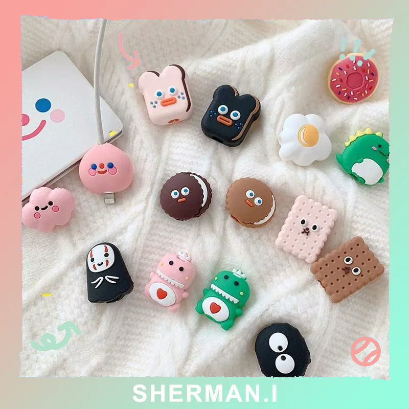 Vỏ bảo vệ cáp dữ liệu Bánh mì dễ thương Đám mây Quái vật nhỏ Phim hoạt hình-SN