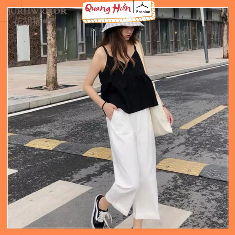 Quần cutlottes ống rộng dáng lửng chất đũi siêu mát Q001