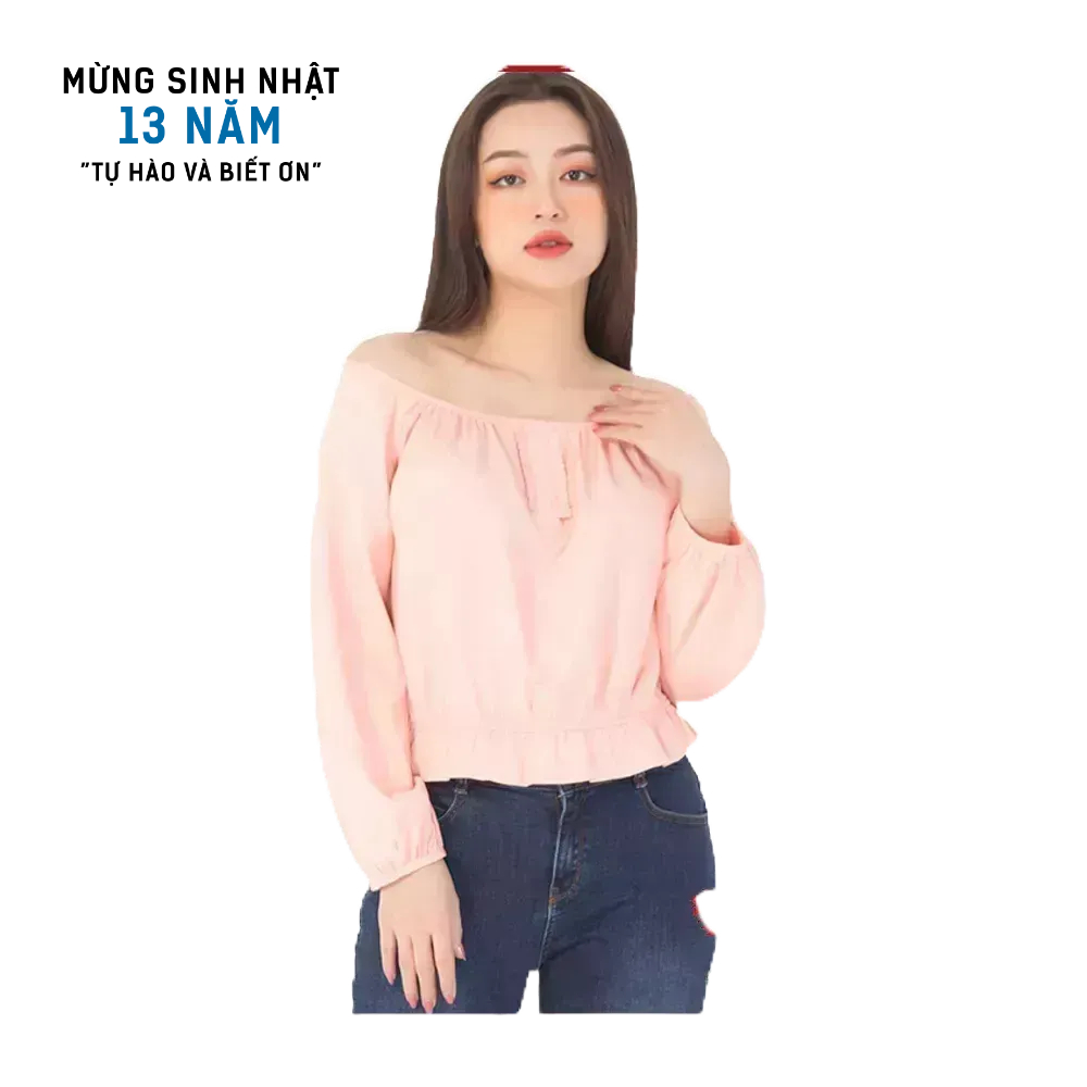 Áo Sơ Mi Croptop Nữ Tay Bồng Dài Tay Genviet Bo Eo Cao Cấp TA129C1702