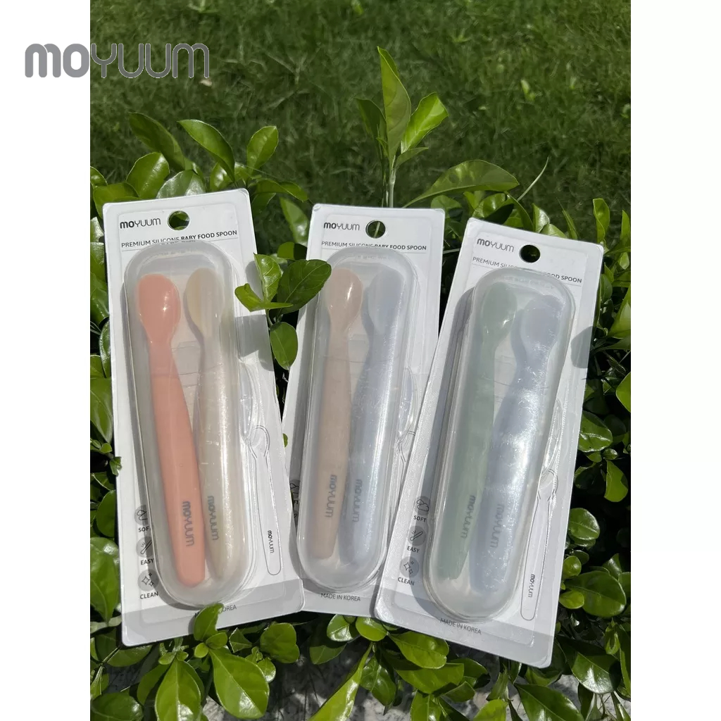 Muỗng ăn dặm MOYUUM silicone cao cấp cho bé từ 6m