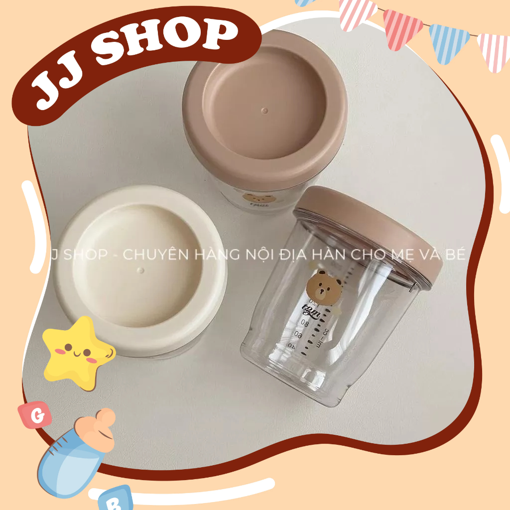Bộ 3 Cốc Trữ Đồ Ăn Dặm Cho Bé TGM x Natural Chất Liệu ECOZEN Phiên Bản Gấu Hàn Quốc