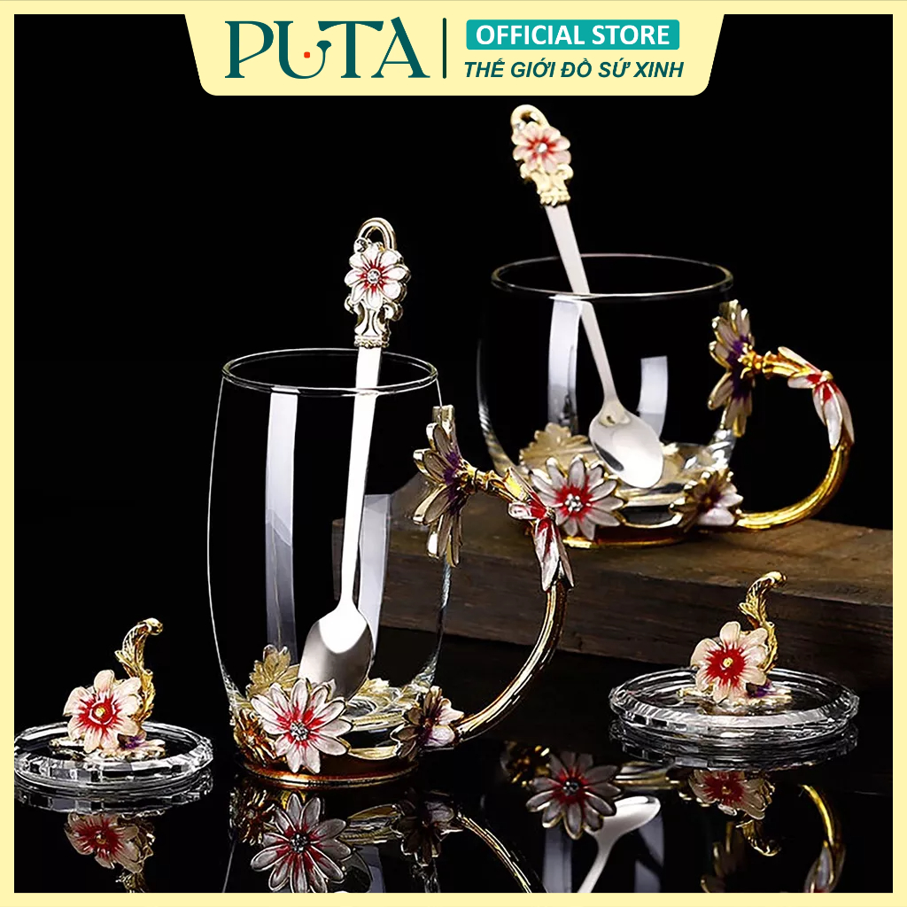 Cốc thủy tinh, bộ ly thủy tinh thiết kế hoa văn phong cách hoàng gia Pháp đẹp và sang trọng [TUP0090]