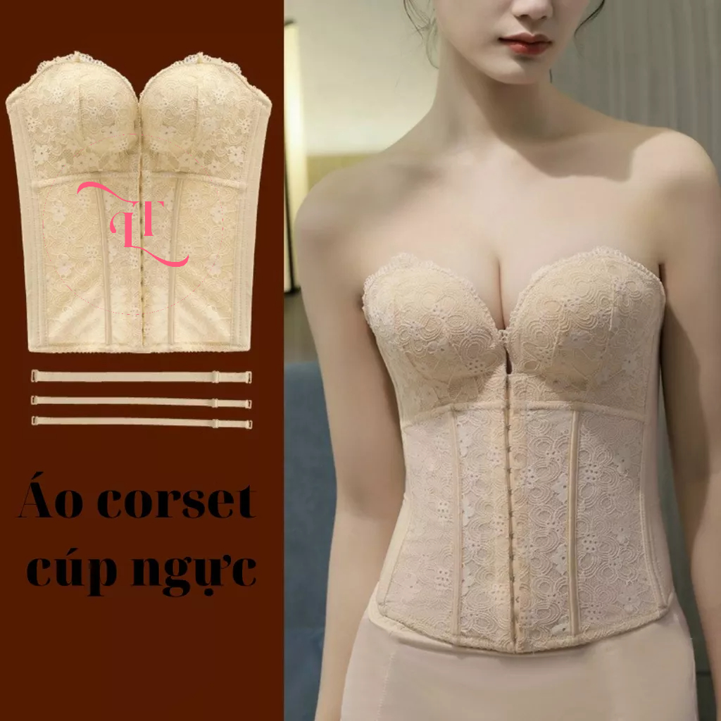 Áo corset cúp ngực không dây định hình ngực gọn vòng eo mặc váy cưới đầm cúp ngực