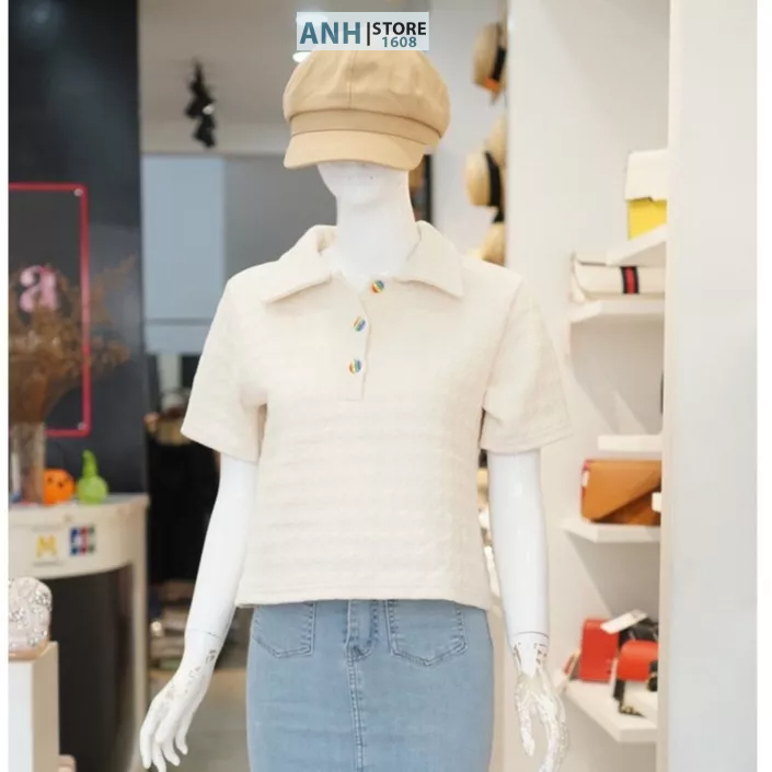 Áo Po lo nữ sọc  tay ngắn , phom crop top ANHSTORE, áo polo croptop nữ phong cách Hàn Quốc | BigBuy360 - bigbuy360.vn