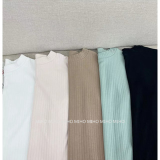 Áo len gân cộc tay cổ 2 phân basic Miho studio