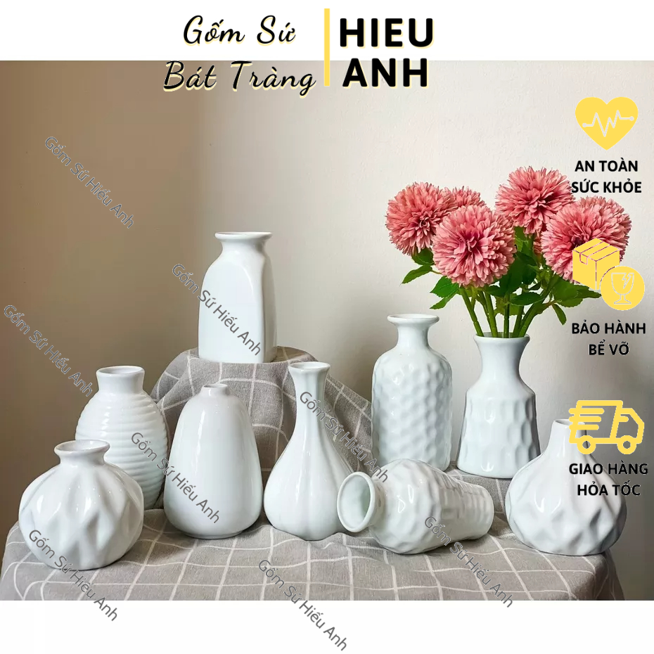 Lọ Hoa MIni Màu Pastel Decor Gốm Sứ Bát Tràng, Bình Hoa Nhỏ Xinh Trang Trí Để Bàn Học, Bàn Làm Việc Nhiều Mẫu Mã