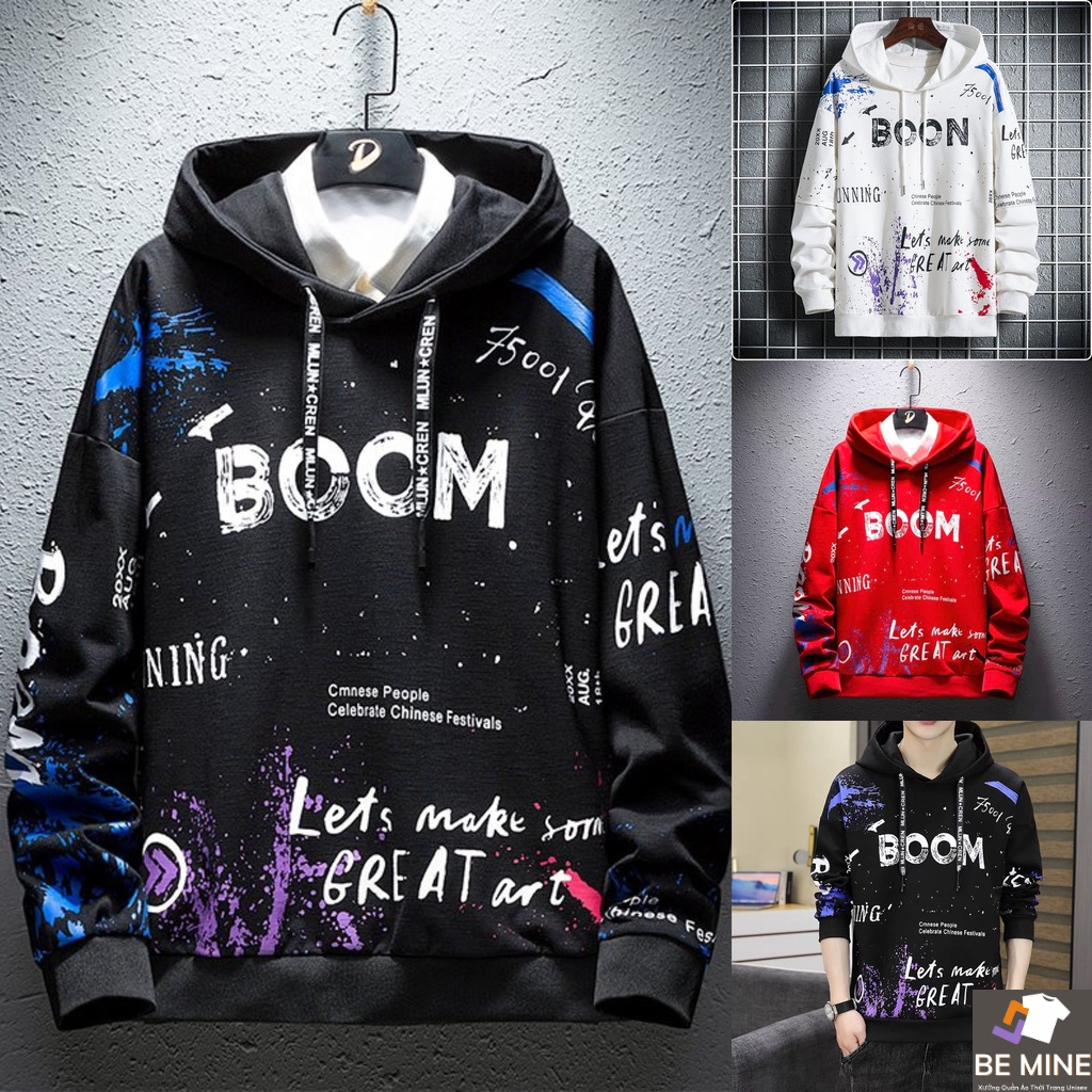 Áo Hoodie Nón Chui Trùm Đầu Nữ Nam Unisex Chất Vải Nỉ Poly Boom WAH046