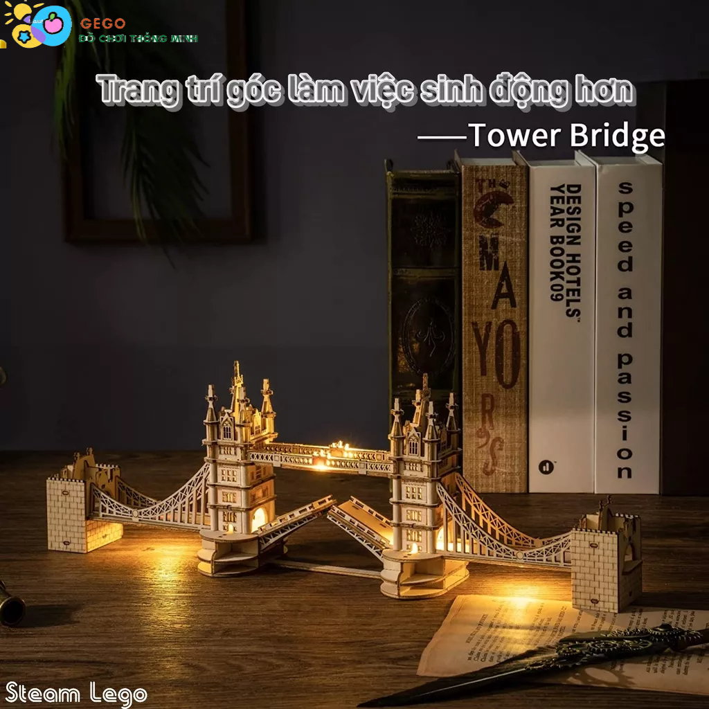 Đồ Chơi Lắp Ráp Mô Hình DIY 3D Bằng Gỗ ROBOTIME  Cầu Tháp LonDon TG412, Tháp Đồng Hồ BigBen TG507 Làm Handmade Decor Đẹp