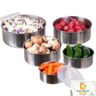 Bộ thố lạnh inox đựng thực phẩm cao cấp gồm 5 chiếc