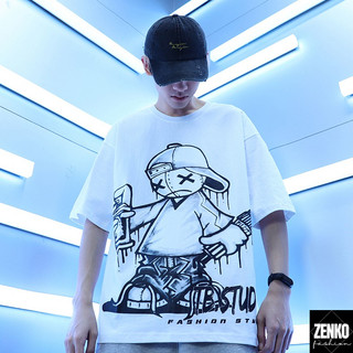 Áo Thun Thời Trang Basic In Họa Tiết Cậu Bé Cầm Bình Sơn Kèm Chữ Fashion Style Tinh Tế Zenkonam MEN TOP 200C W