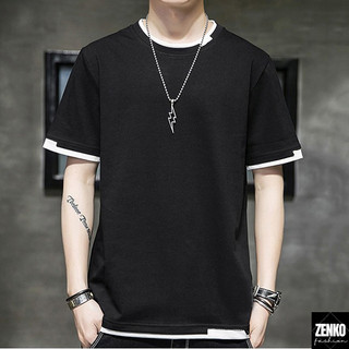 Áo Thun Nam Tay Ngắn Trơn Màu Phối Viền Thời Trang Zenkonam MEN TOP 118V1 B