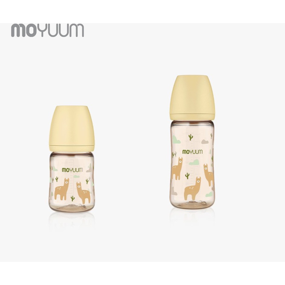 Combo Bình sữa MOYUUM nhựa PPSU 170ml (núm 0-3m) và 270ml (núm 2-5m) phiên bản Lạc đà vàng