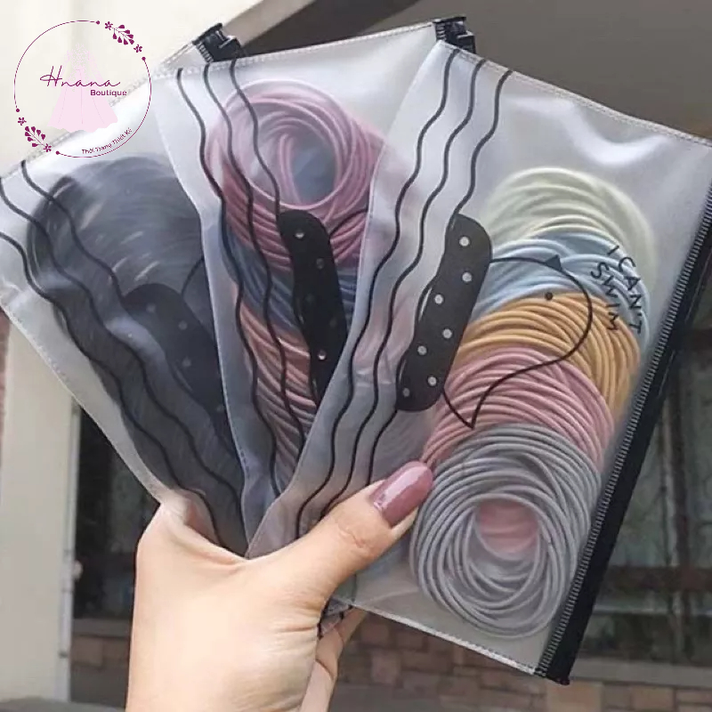 chun buộc tóc(hana) túi zip 100 chun siêu dai