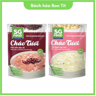 Sale lỗ date ) Cháo Tươi SG Food Yến Mạch Hạt Sen, Nếp Cẩm Đậu Đỏ 240g, Cháo Ăn Liền Bổ Dưỡng(6/23)