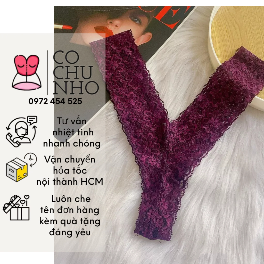 QL36 [REN HOA] Quần lót ren lọt khe chữ Y sexy gợi cảm màu trơn -cochunhoquan11