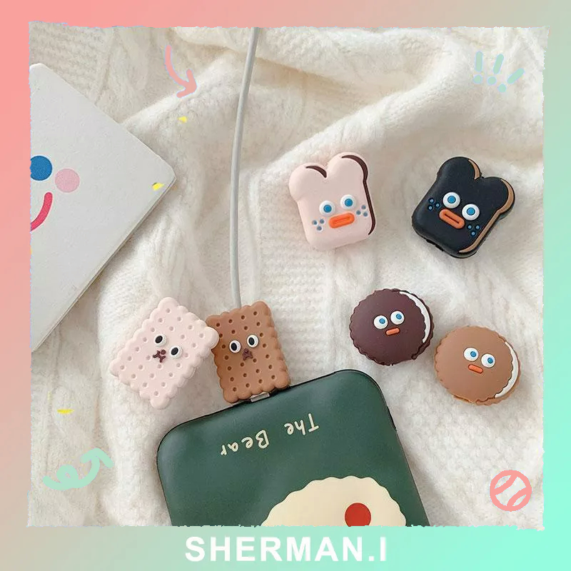 Vỏ bảo vệ cáp dữ liệu Bánh mì dễ thương Đám mây Quái vật nhỏ Phim hoạt hình-SN
