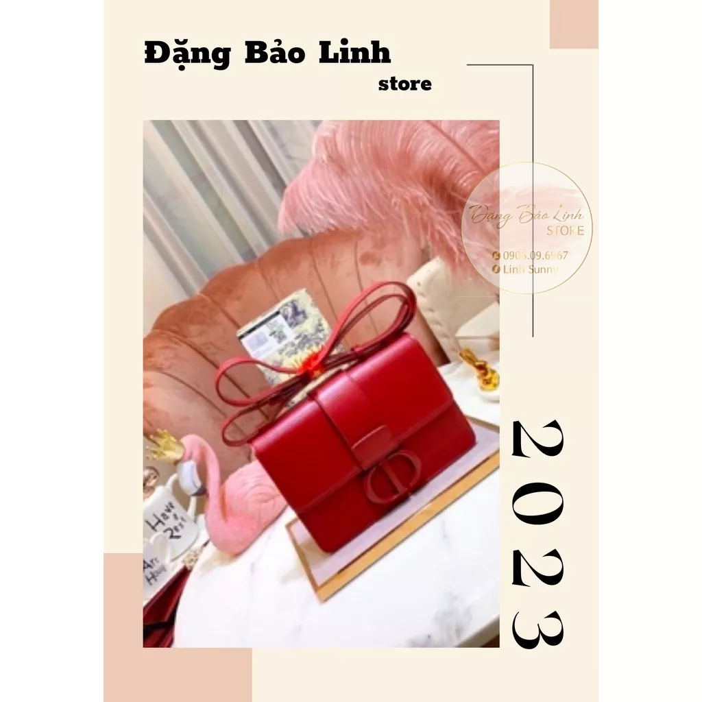 Túi xách nữ Dior thời trang thanh lịch cao cấp màu đỏ size 24, hàng QC fullbox