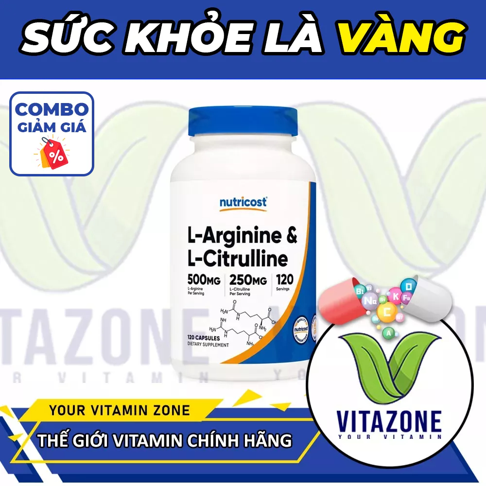 NUTRICOST L-ARGININE & L-CITRULLINE – Hỗ Trợ Tim Mạch Và Tuần Hoàn Máu