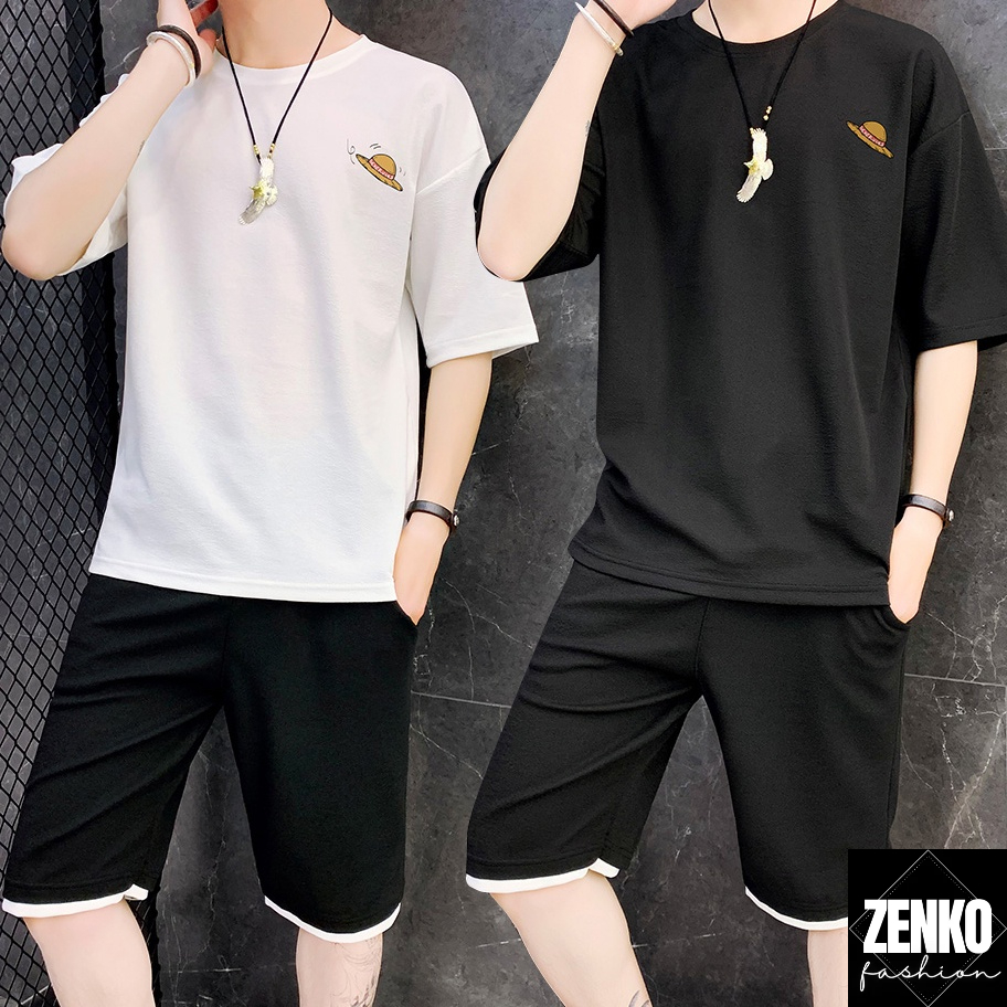 Bộ Quần Áo Thun Nam Hè Họa Tiết Nón Rơm Anime Nhật Bản Zenkonam MEN QA 082