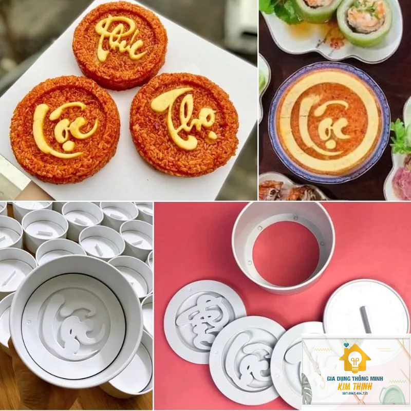 Bộ khuôn nhận xôi, làm bánh chữ Phúc Lộc Thọ bằng nhựa cao cấp 3 trong 1, sắc nét, tiện