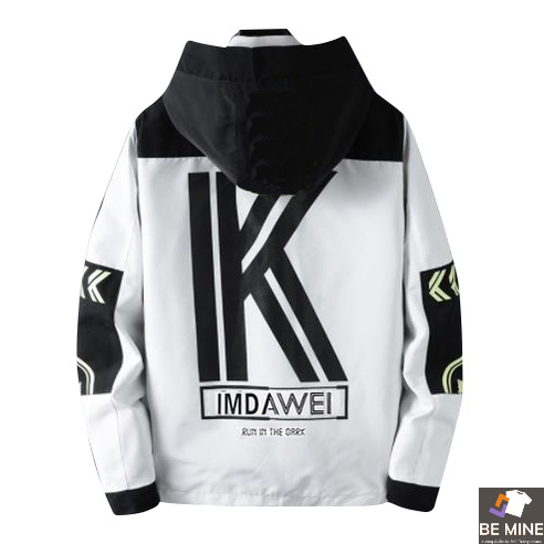 Áo Khoác Nỉ Nam Dài Tay Khóa Kéo Có Mũ Trùm Họa Tiết Chữ K BEMIEnam MEN JK 034