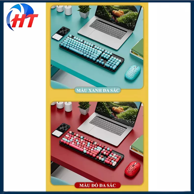 Bộ bàn phím chuột không dây EF128 kết nối bằng chip USB 2.4GHz với nhiều màu sắc bắt mắt.