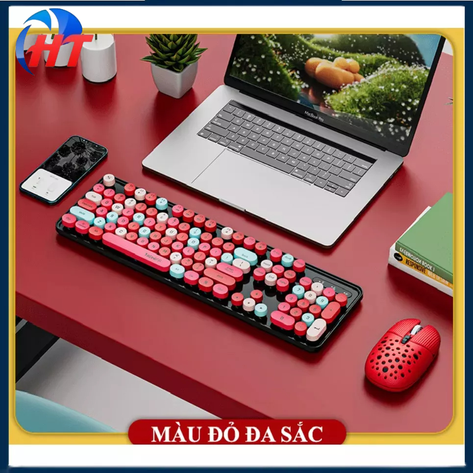 Bộ bàn phím chuột không dây EF128 kết nối bằng chip USB 2.4GHz với nhiều màu sắc bắt mắt.