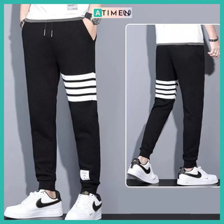 Quần jogger thể thao nam chất xốp thái, quần thể thao nam kẻ viền bo gấu phong cách trẻ trung cá tính - ATIMEN