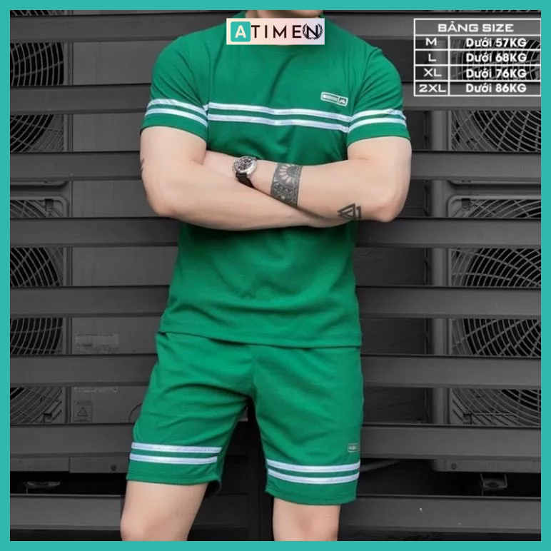 Bộ thể thao chất vải xốp thái UMI co giãn 4 chiều, sét đồ bộ nam thiết kế phối kẻ ngang phong cách trẻ trung - ATIMEN