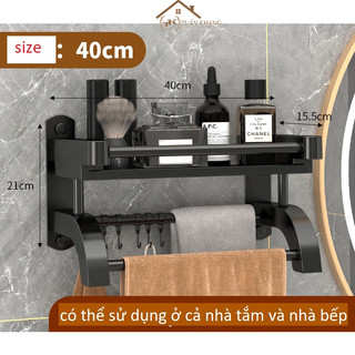 Kệ để gia vị nhà bếp, kệ để đồ nhà tắm 40cm inox 304 không cần khoan vít