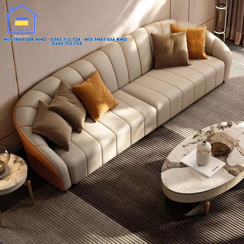 Ghế sofa băng dài bọc da vỏ sò