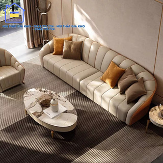 Ghế sofa băng dài bọc da vỏ sò