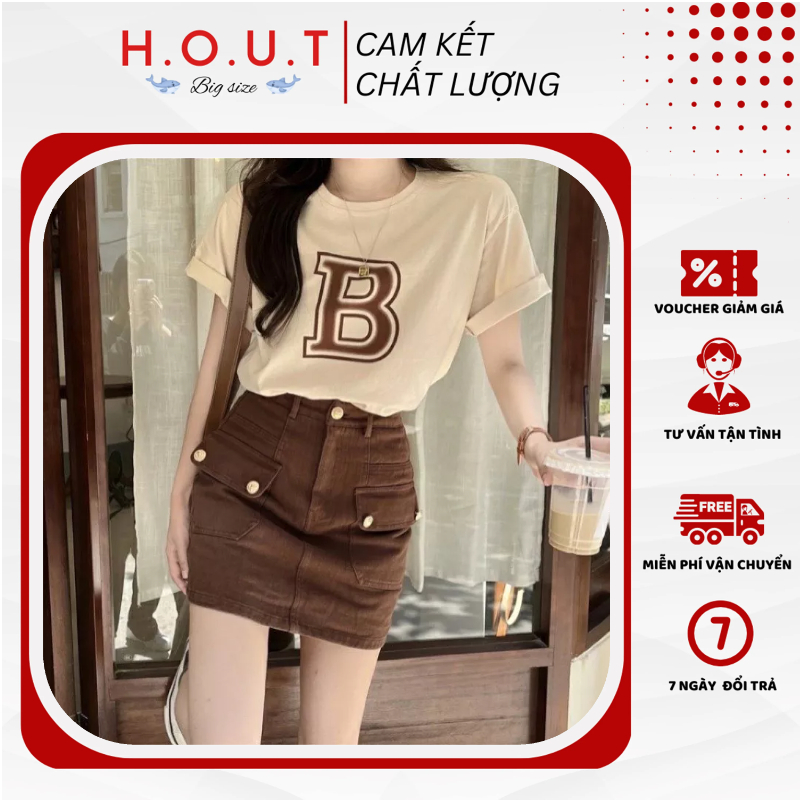 SET BIGSIZE ÁO THUN B KÈM CHÂN VÁY TÚI HỘP ( H.O.U.T )