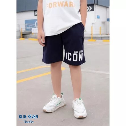 Quần short BT da cá navy chữ ICON