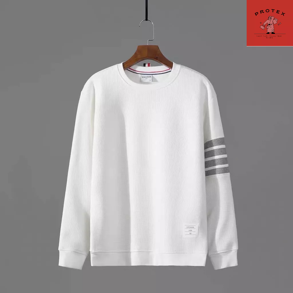 Áo Sweater tổ ong dài tay PROTEX nam nữ phối sọc tay form rộng