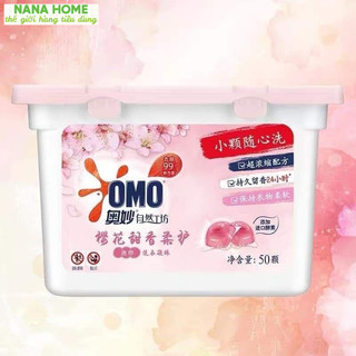 [Hộp 50 viên] Viên giặt OMO hương hoa anh đào thơm ngất ngây hương hoa anh đào mới siêu sạch x10 (Bản mới nhất)