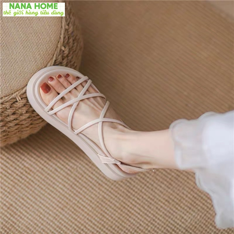 (HÀNG LOẠI 1) DÉP SANDAL DÂY MẢNH ĐAN CHÉO KHOÁ MÀU TRƠN