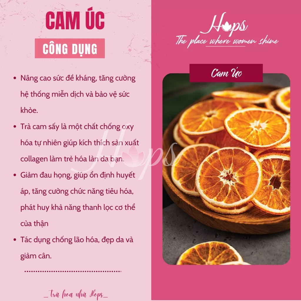 200g Cam Úc cắt lát sấy khô chính hãng loại 1 miếng to, đều, đẹp