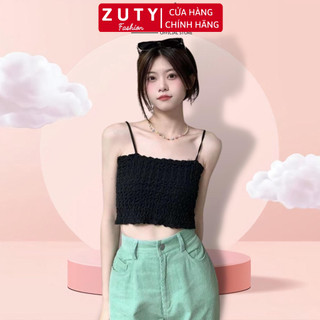 Áo bra nữ 2 dây có mút ngực phong cách croptop nhún cực đẹp và đáng yêu mẫu mới hot LAURIEL 32081