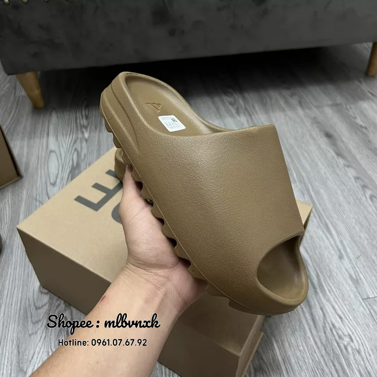 ẢNH THẬT / NÂU - Dép Đúc Nguyên Khối Yeezy_Slide_Siêu_Cấp - DÉP QUAI NGANG YZ_SLIDES NAM NỮ BROWN