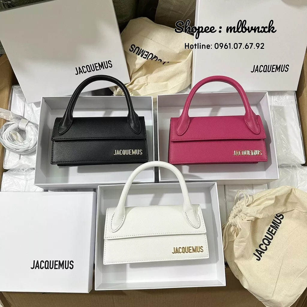 ẢNH THẬT / FULLBOX - Túi Quai Xách Cầm Tay Jacquemus Dáng Ngang Kèm Túi Vải Hãng - JAC 188