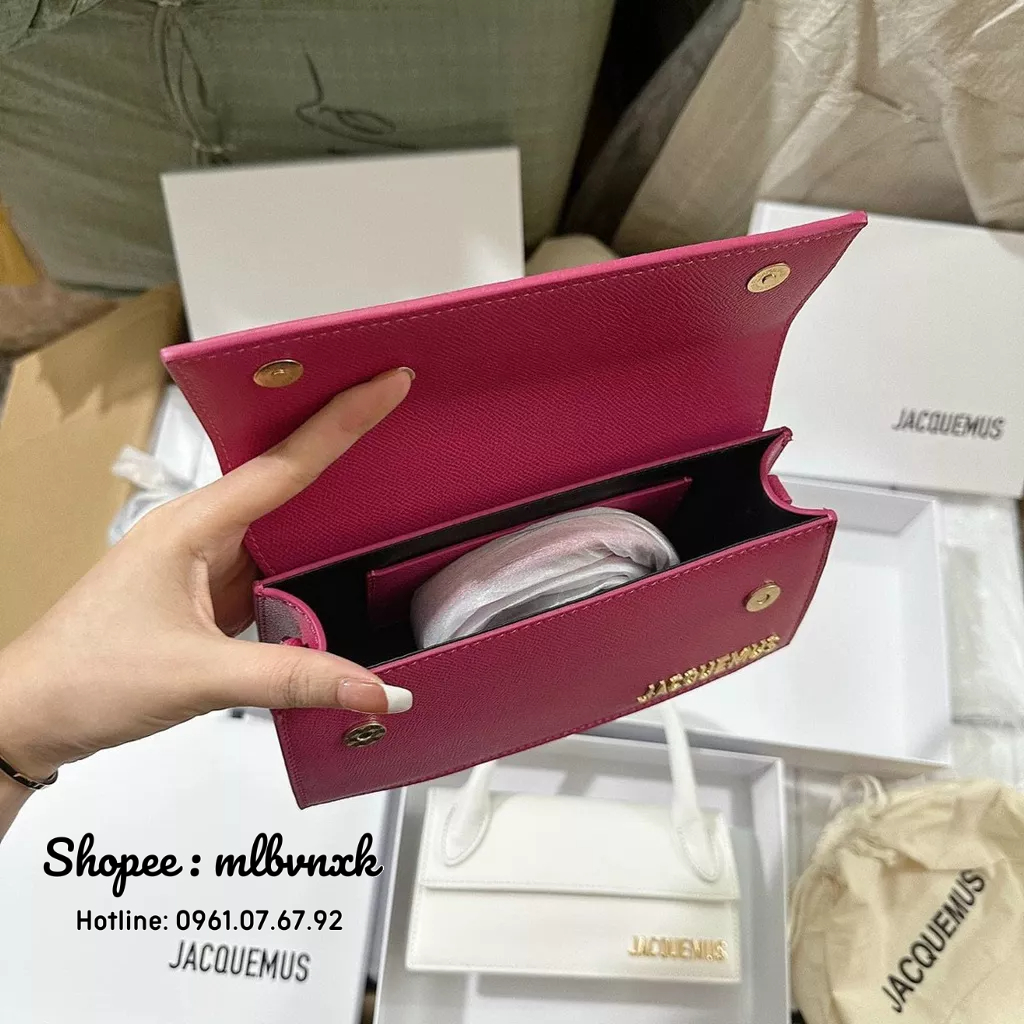 ẢNH THẬT / FULLBOX - Túi Quai Xách Cầm Tay Jacquemus Dáng Ngang Kèm Túi Vải Hãng - JAC 188