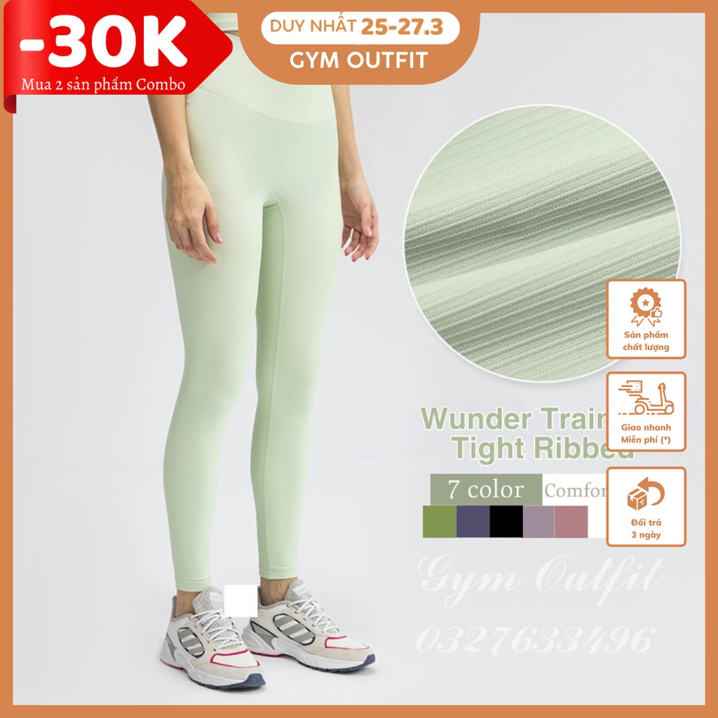Quần Leggings LULULEMON Wunder Train High Rise Ribbed Tight 25" - Quần tập Nữ Cạp Cao và Co Dãn Thoải Mái Hàng Cao Cấp