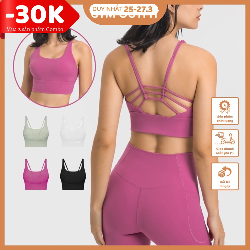 Áo Tập Gym Yoga Có Sẵn Mút Lót Lululemon Sunshine Salutasion Bra Áo Thể Thao Cao Cấp 2023