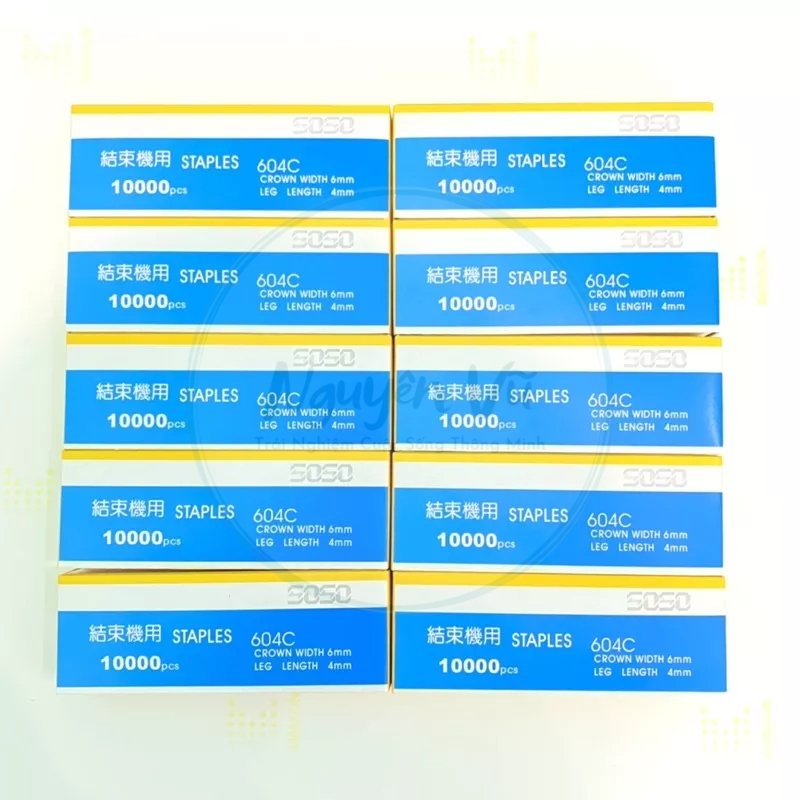 Combo 5 Hộp Ghim 604C Bấm Chanh Dây, Hộp 10000 Ghim