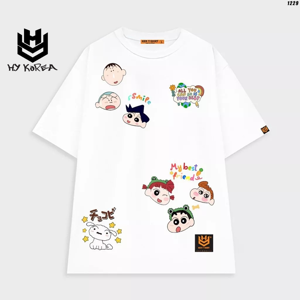 Áo thun tay lỡ form rộng HY KOREA Best friends shin 1229 cotton 75