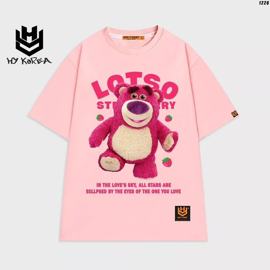 Áo thun tay lỡ cặp đôi HY KOREA Gấu Lotso Love's sky 1226 nam nữ form rộng