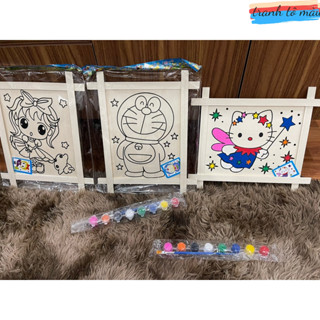 Tranh gỗ tô màu siêu nhân tặng Sơn acrylic 8 màu + 1 cọ vẽ giúp bé phát triển năng khiếu hội họa