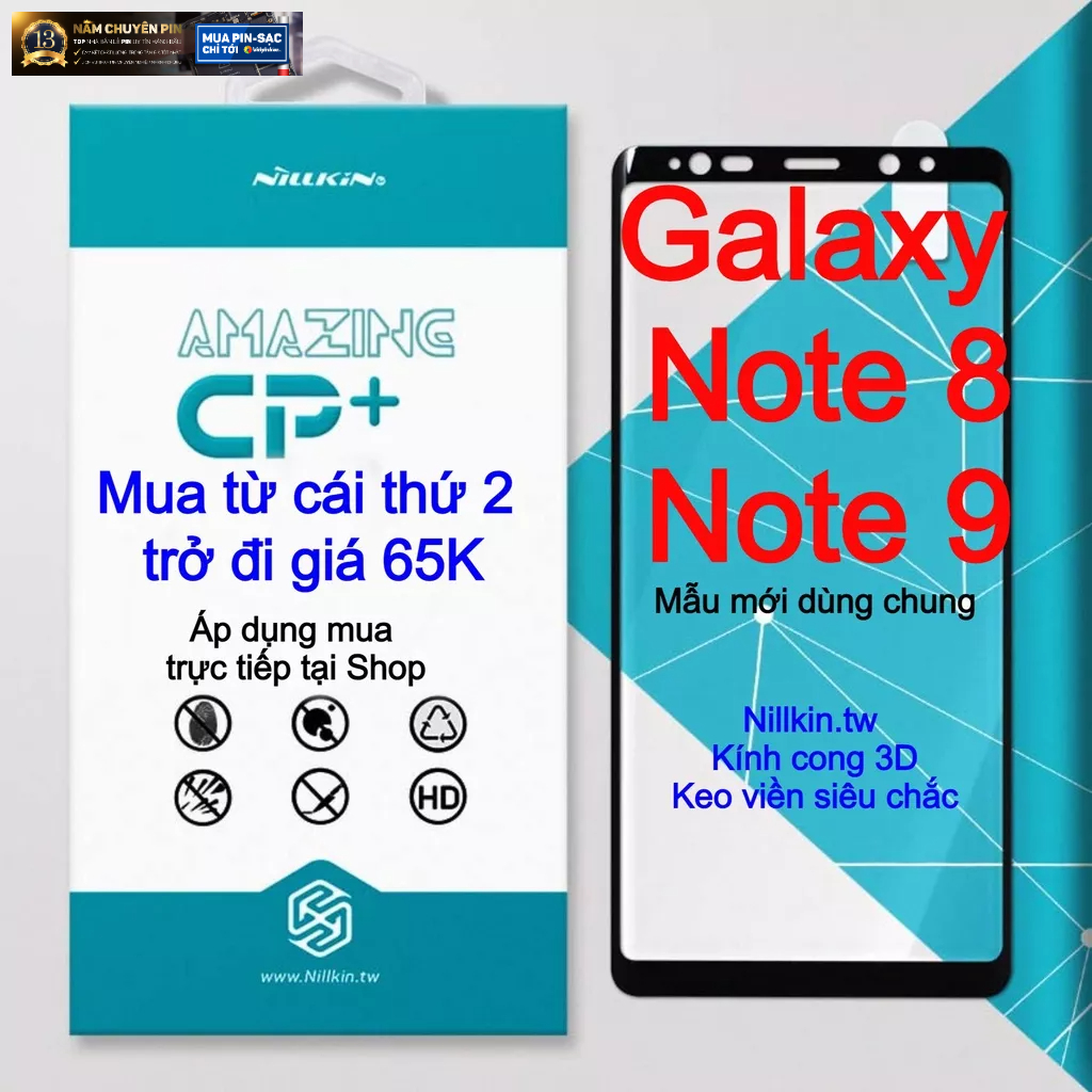 Kính cường lực Galaxy Note 9/Note 8 hiệu Nillkin.tw Full LCD keo viền siêu chắc