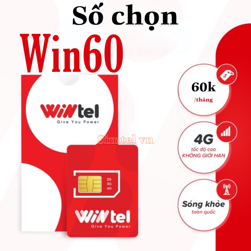 Chọn số Sim 4G Wintel Win60 - Sẵn Gói Không Giới Hạn Data Tốc Độ Cao